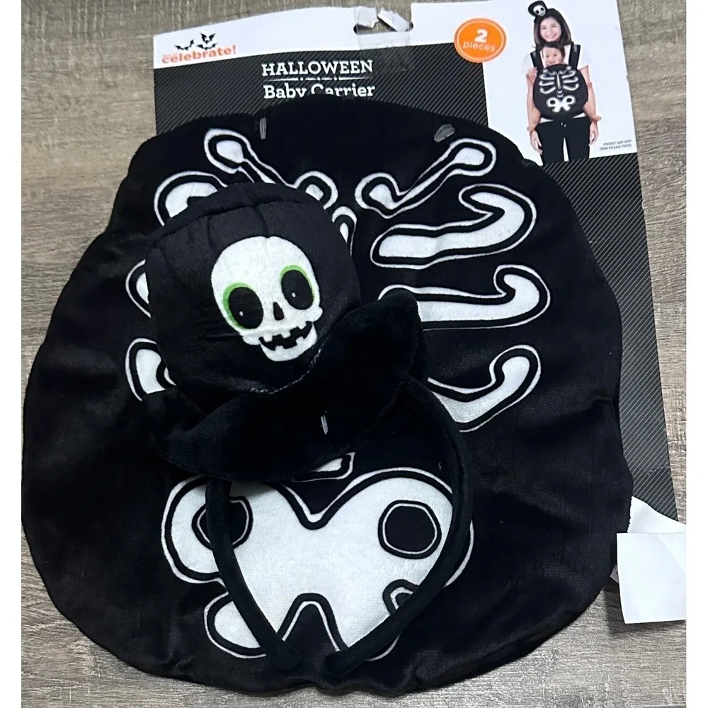 Halloween Carrier Skeleton Costume 2pc Set Black White NWT